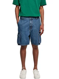 Urban Classics Męskie szorty, krótkie spodnie cargo z bawełny organicznej, spodnie dżinsowe, organiczne spodenki cargo, dostępne w 2 kolorach, rozmiary 28-44, Mid Indigo Washed, 31 - Spodenki damskie - miniaturka - grafika 1