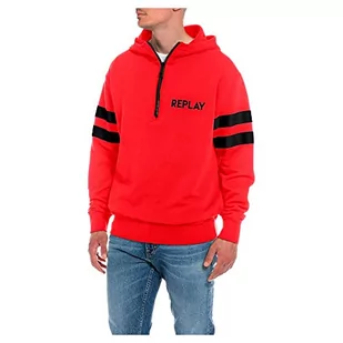 Replay Męska bluza z kapturem M6543, 555 Poppy RED, XXL, 555 Poppy Red, XXL - Bluzy męskie - miniaturka - grafika 1