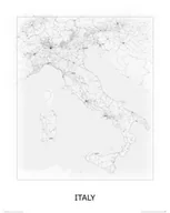 Plakaty - Plakat NICE WALL Italy Włochy black and white, mapa 40x50 cm - miniaturka - grafika 1