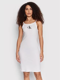 Sukienki - Calvin Klein Swimwear Sukienka plażowa Ck One KW0KW01783 Biały Regular Fit - grafika 1