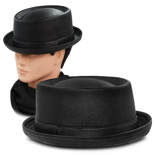 Kapelusz męski zimowy skórzany PREMIUM czarny Pako Jeans elegancki - Czapki męskie - miniaturka - grafika 1