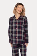 Bielizna nocna - Flanelowa piżama damska ALICIA XL Ciemnoniebieski - miniaturka - grafika 1