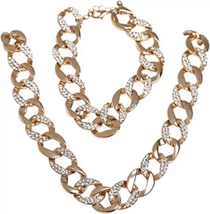 Urban Classics Unisex Basic Diamond Necklace and Bracelet Set spinki do mankietów, złoty, one size - Spinki do mankietów i krawatów - miniaturka - grafika 1