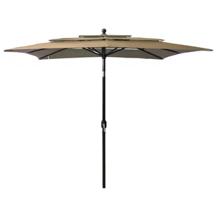 vidaXL 3-poziomowy parasol na aluminiowym słupku, taupe, 2,5x2,5 m 313839 - Parasole ogrodowe - miniaturka - grafika 9