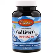 Witaminy i minerały dla sportowców - Carlson Labs Wild Norwegian Cod Liver Oil Gems 1000mg 100 Softgels - miniaturka - grafika 1