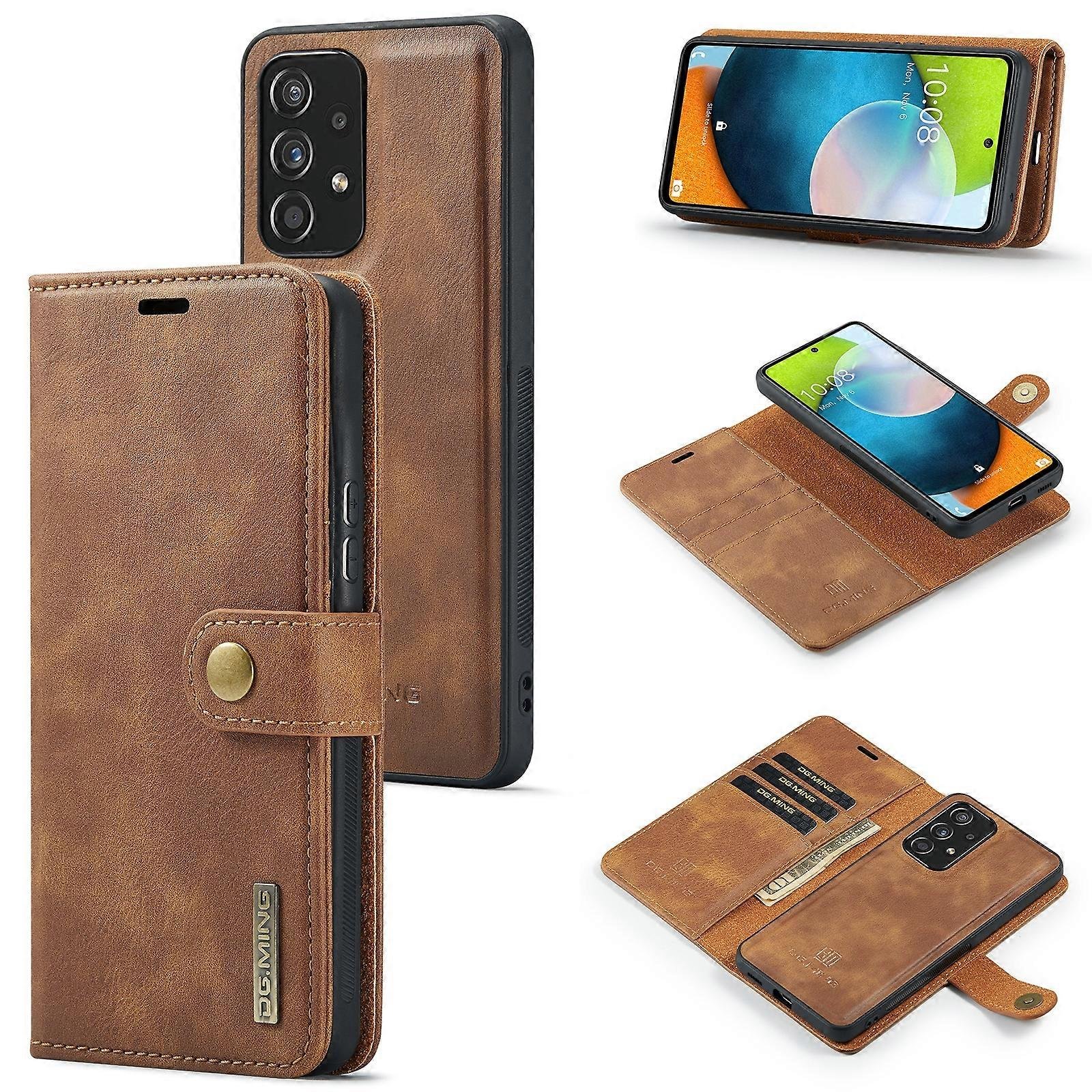 Dla Samsung Galaxy A53 5G DG. MING Crazy Horse Texture Odpinane magnetyczne skórzane etui na telefon Brown