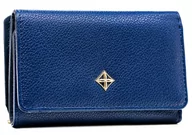 Portfele - Portfel damski eko Milano Design modny na karty i gotówkę pojemna portmonetka na suwak, granatowy - miniaturka - grafika 1