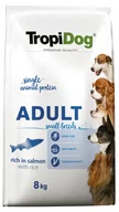 Sucha karma dla psów - TropiDog Premium Adult SMALL BREEDS Rich in SALMON with RICE 8kg 20601-uniw - miniaturka - grafika 1