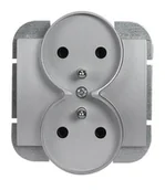 Gniazdka elektryczne - Abex Gniazdo podwójne z/u do ramek ONYX - srebrny - miniaturka - grafika 1