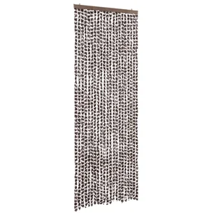 vidaXL Zasłona na muchę brązowo-biała 90x200 cm szenilowa - Zasłony - miniaturka - grafika 1