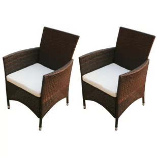 vidaXL Krzesła ogrodowe 2 szt. polirattan brązowe 43123 - Fotele i krzesła ogrodowe - miniaturka - grafika 1