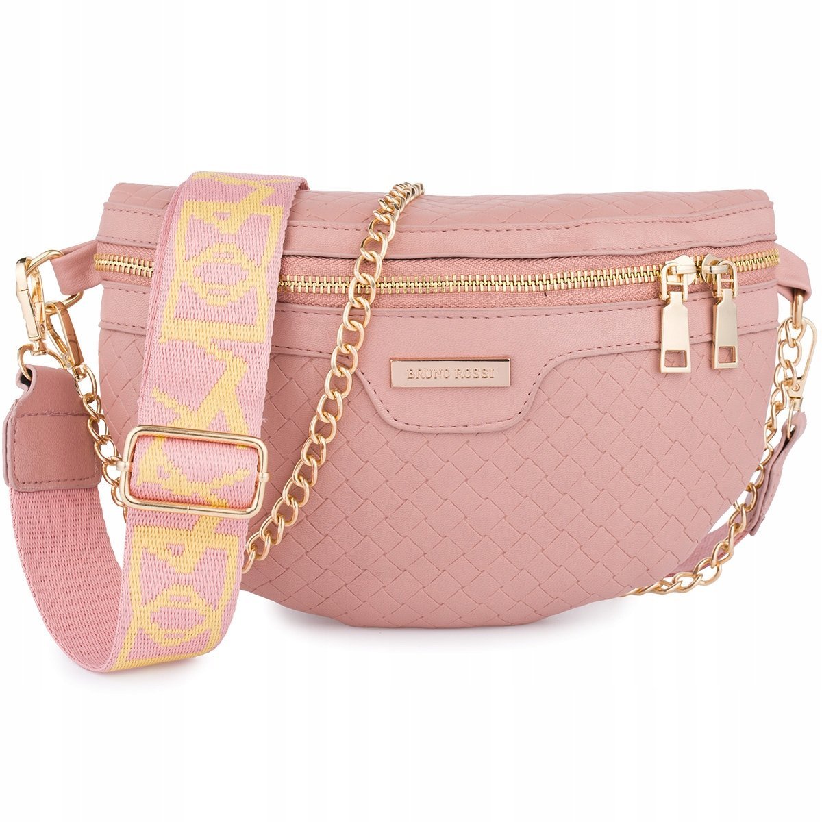 Saszetka TOREBKA Damska przez ramię DUŻA pojemna z łańcuszkiem skóra Różowa