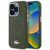 Etui i futerały do telefonów - Etui LACOSTE Silicone Croco Logo MagSafe do Apple iPhone 15 Pro Khaki - miniaturka - grafika 1