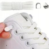 Akcesoria obuwnicze - SZNURÓWKI DO BUTÓW BEZ WIĄZANIA GUMOWE ELASTYCZNE SZNUROWADŁA 100 cm BIAŁE - miniaturka - grafika 1