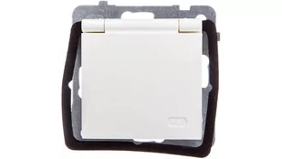 Ospel Gniazdo bryzgoszczelne IP44 wieczko As ECRU GPH-1GZP/M/27/W - Gniazdka elektryczne - miniaturka - grafika 1