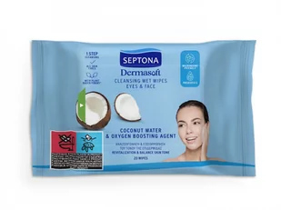 Septona Dermasoft Oczyszczające chusteczki nawilżane z wodą kokosową do twarzy i oczu x 20 szt - Apteczki i materiały opatrunkowe Septona Dermasoft Oczyszczające chusteczki nawilżane z wodą kokosową do twarzy i oczu x 20 szt - Apteczki i materiały opatrunkowe - miniaturka - grafika 1