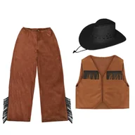 Stroje karnawałowe - ZESTAW KOWBOJ BRĄZOWY 134-140 3el - miniaturka - grafika 1