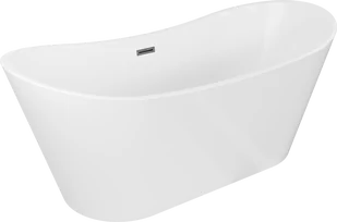 Mexen Montana wanna wolnostojąca 180 x 80 cm, biała, przelew gun gray szczotkowany - 52011808000-66 - Wanny - miniaturka - grafika 1