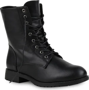 Mytrendshoe Damskie Sznurowane Botki Profilowana Podeszwa 812022, Kolor: Czarny Szaro Srebrny, Rozmiar: 36 - Botki damskie - miniaturka - grafika 1