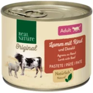 Mokra karma dla kotów - REAL NATURE Adult Jagnięcina z wołowiną i olejem szafranowym 12x200 g - miniaturka - grafika 1