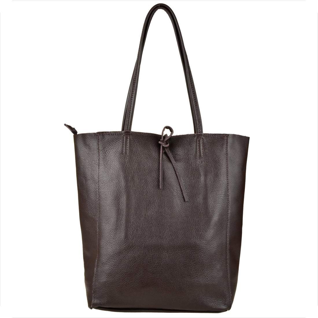 Torebka skórzana z zamkiem super lekka shopper brąz czekolada XL