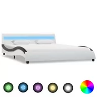 Łóżka - vidaXL Rama łóżka z LED, biało-czarna, sztuczna skóra, 120 x 200 cm - miniaturka - grafika 1