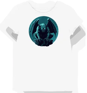 Koszulka damska biała z grafiką gargulca o turkusowych oczach S - Koszulki i topy damskie - miniaturka - grafika 1