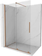 Ścianki i drzwi prysznicowe - Mexen Velar drzwi prysznicowe rozsuwane Walk-in 140 cm, transparent, miedź szczotkowana - 871-140-000-03-65 - miniaturka - grafika 1