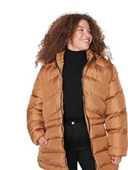 Kurtki damskie - TRENDYOL Women's Damska kurtka zimowa, regularna, bufer, jednokolorowa, rozmiar 42, Camel, 42 - miniaturka - grafika 1