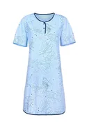 Piżamy damskie - KOSZULA NOCNA DAMSKA XL KRÓTKI RĘKAW BAWEŁNIANA NA LATO WYGODNA NIEBIESKA - miniaturka - grafika 1
