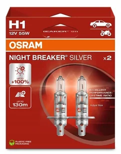 ŻARÓWKA NIGHT BREAKER SILVER H1 12V/55W P14,5S +100% 2SZT. - Żarówki samochodowe - miniaturka - grafika 1