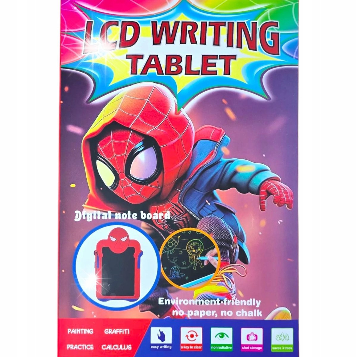 SPIDERMAN TABLET DLA DZIECI DO RYSOWANIA 8'' TABLICA EDUKACYJNA LCD MARVEL