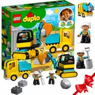 Klocki - KLOCKI LEGO DUPLO DUŻA KOPARA + CIĘŻARÓWKA + FIGURKI ZESTAW XXL NA PREZENT dla dziecka święta mikołajki duże ruchome elementy - miniaturka - grafika 1