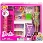 Lalki dla dziewczynek - barbie spiżarnia zestaw + lalka hjv38 - miniaturka - grafika 1