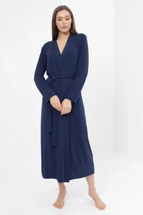 Damski bambusowy szlafrok CHANTAL XL Ciemnoniebieski - Szlafroki damskie Damski bambusowy szlafrok CHANTAL XL Ciemnoniebieski - Szlafroki damskie - miniaturka - grafika 1