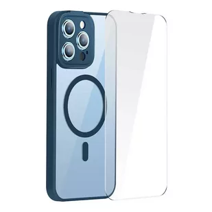 Zestaw ochronny Baseus Frame przeźroczyste etui magnetyczne i szkło hartowane do iPhone 14 Pro (niebieski) - Etui i futerały do telefonów - miniaturka - grafika 1