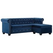 Narożniki - Aksamitna sofa w stylu Chesterfield ELIOR Charlotte 4Q, niebieska, 72x142x199 cm - miniaturka - grafika 1