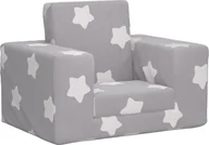 Łóżka dla dzieci i młodzieży - vidaXL vidaXL Kanapa dla dziecka, rozkładana, szara w gwiazdki, miękki plusz - miniaturka - grafika 1