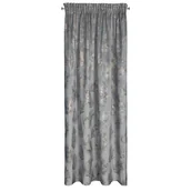 Zasłony - Zasłona 140x300 Gloria stalowa szampańska liście welurowa gotowa na taśmie - miniaturka - grafika 1