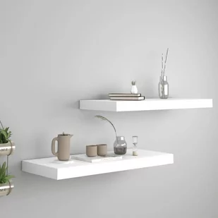 vidaXL vidaXL Półki ścienne, 2 szt., białe, 60x23,5x3,8 cm, MDF - Półki do salonu - miniaturka - grafika 1