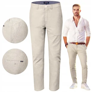 SPODNIE Męskie CHINOSY Bawełniane JASNOBEŻOWE Slim Fit W40/L32 Pako Jeans - Spodnie męskie - miniaturka - grafika 1