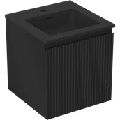 Szafki łazienkowe - Mexen Rivel szafka łazienkowa 45 cm z umywalką Otis, 1 szuflada, ryflowana , czarna mat - 91A20-04547-1-BF71-W18M71 - miniaturka - grafika 1