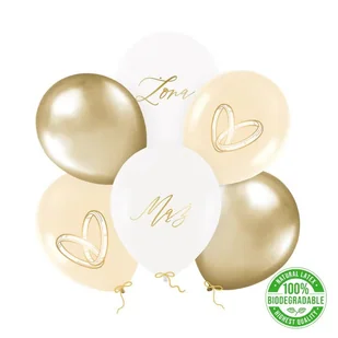 Balony lateksowe ślubne Mąż Żona obrączki Wesele Zestaw 6szt - Wesele i ślub - miniaturka - grafika 1