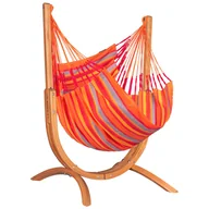 Fotele ogrodowe wiszące - Fotel wiszący ze stelażem La Siesta Udine Outdoor Kolor: czerwony/pomarańczowy - miniaturka - grafika 1