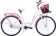 Rowery - Kozbike Rower miejski 26" biało-różowy 26K19-S3 - miniaturka - grafika 1