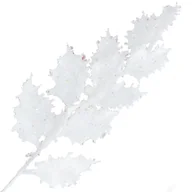 Ozdoby bożonarodzeniowe - Gałązka Ostrokrzew Brokatowa Biała - miniaturka - grafika 1