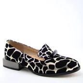 Mokasyny damskie - D&A LZ51-505 damskie mokasyny skórzane czarno złote - miniaturka - grafika 1