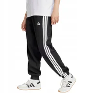 Dresy damskie - Spodnie damskie adidas Essentials 3-Stripes Fleece Loose-Fit czarne JE1276 - miniaturka - grafika 1