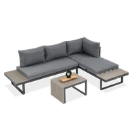 Meble ogrodowe - Zestaw Mebli Ogrodowych TULIP Modułowy Narożnik Stolik na Taras Ogród 3w1 - miniaturka - grafika 1