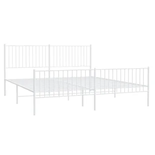 Metalowa rama łóżka z wezgłowiem i zanóżkiem, biała, 193x203 cm Lumarko! - Łóżka - miniaturka - grafika 5